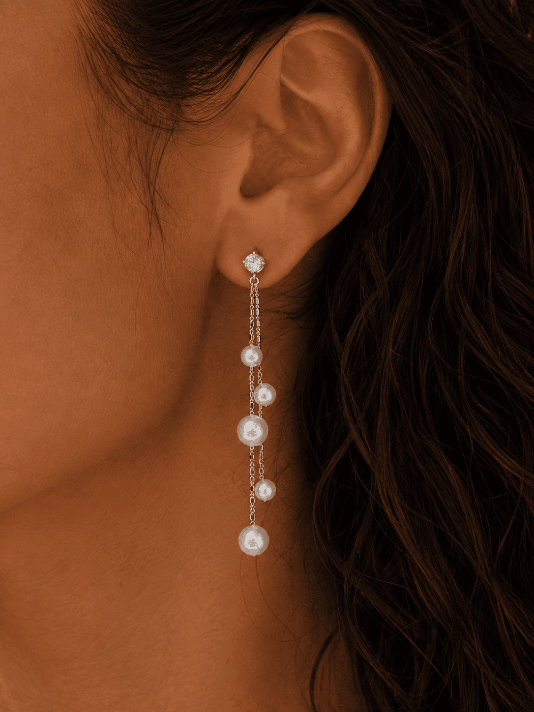 Pearl Cascade / Çelik Sallantılı Şelale İnci Küpe — 1