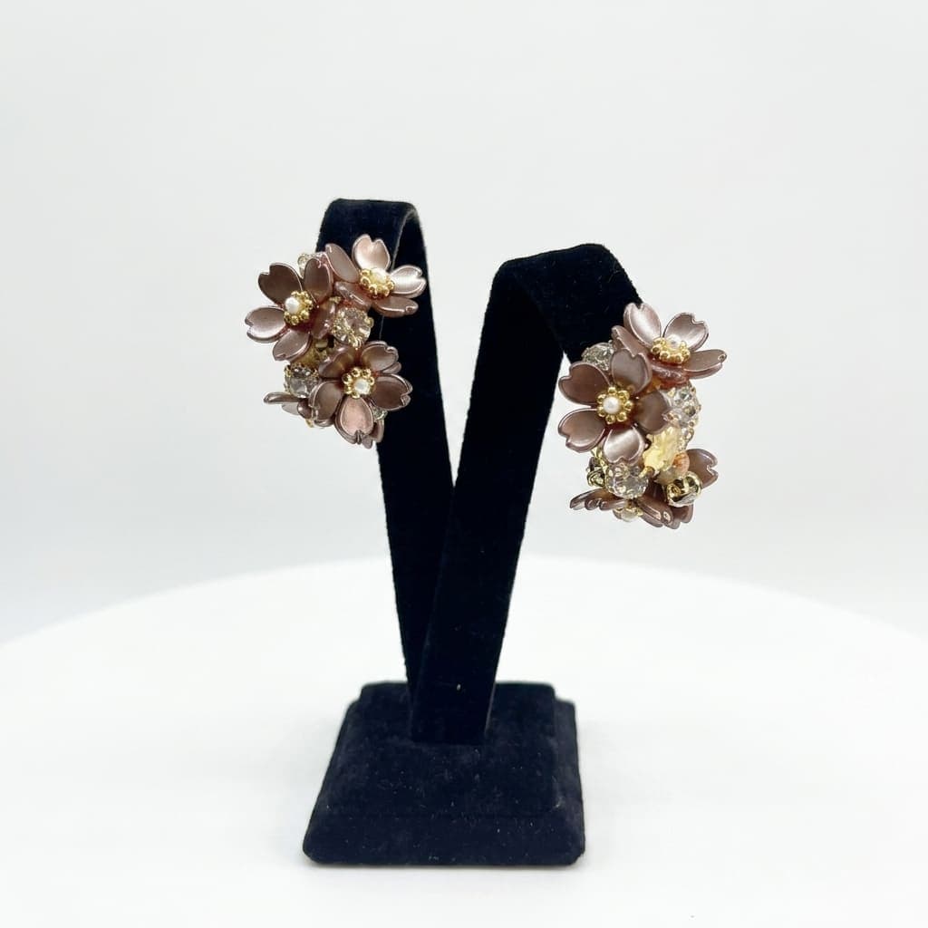 Sakura Bouquet / Çelik Sedefli Mürdüm Kiraz Çiçeği Küpe — 2