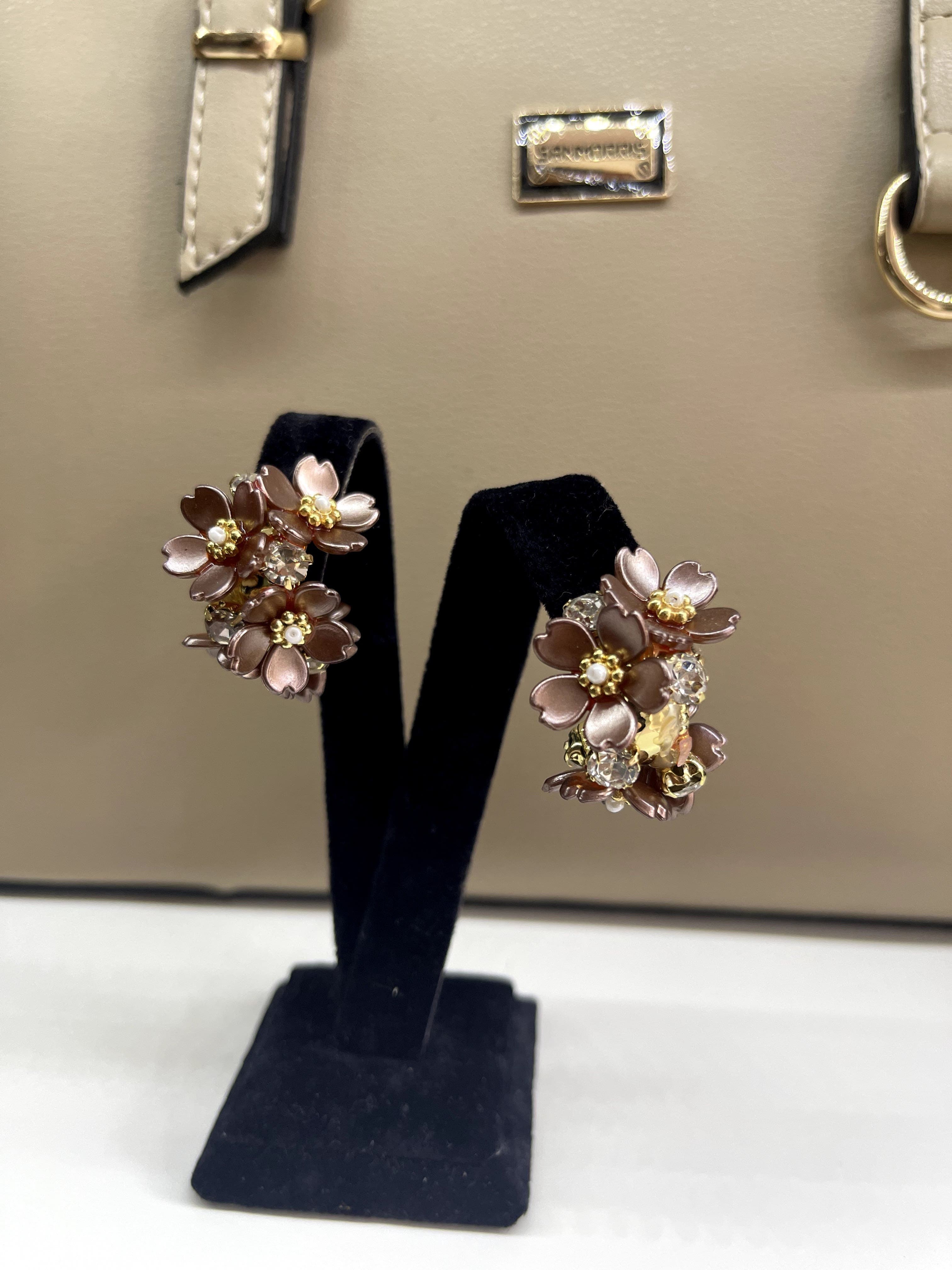 Sakura Bouquet / Çelik Sedefli Mürdüm Kiraz Çiçeği Küpe — 3