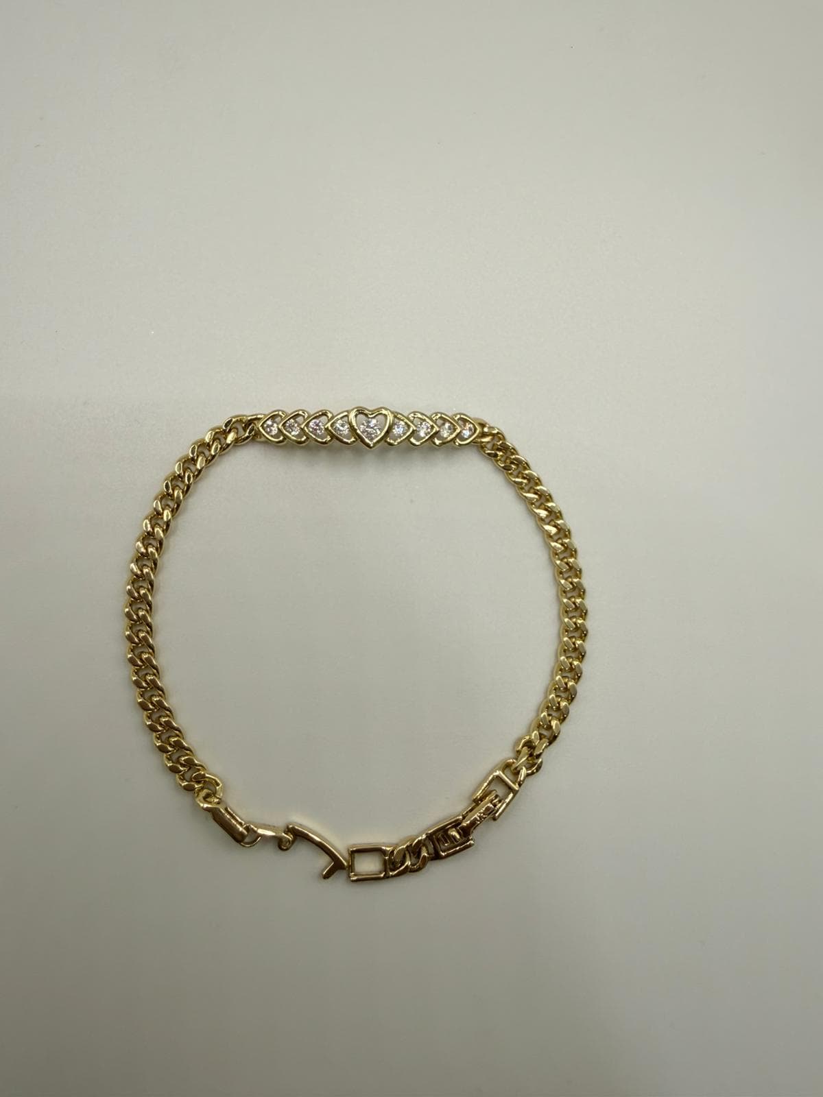 Xuping Heartline Curb / Kristal Taşlı Sıralı Kalp ve Gurmet Zincir Bileklik — 2