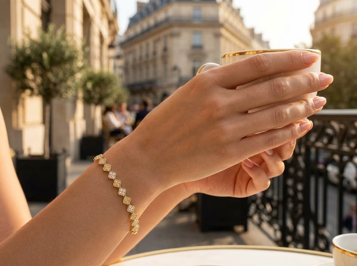 Xuping Clover Charm / Sıralı Taşlı Şans Yoncası Bileklik — 1