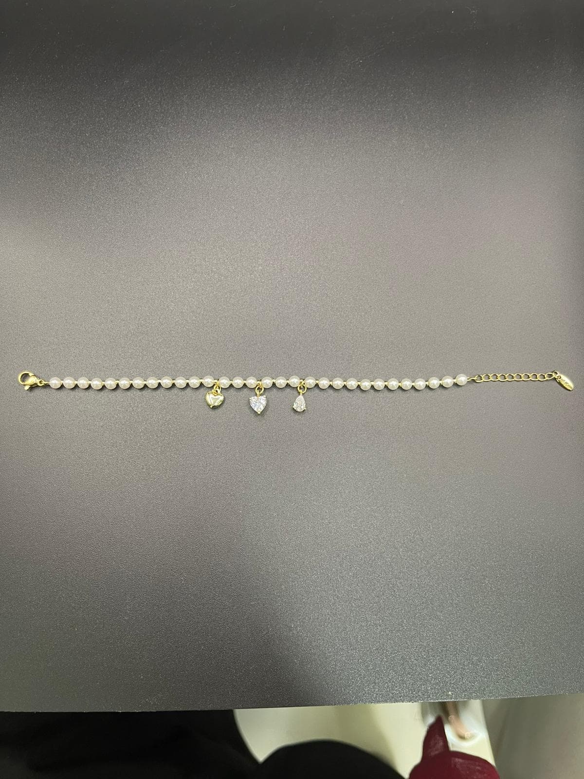 Xuping Pearl Romance / Sallantılı Kalp ve Damla Kristal Charmlı İnci Bileklik — 3