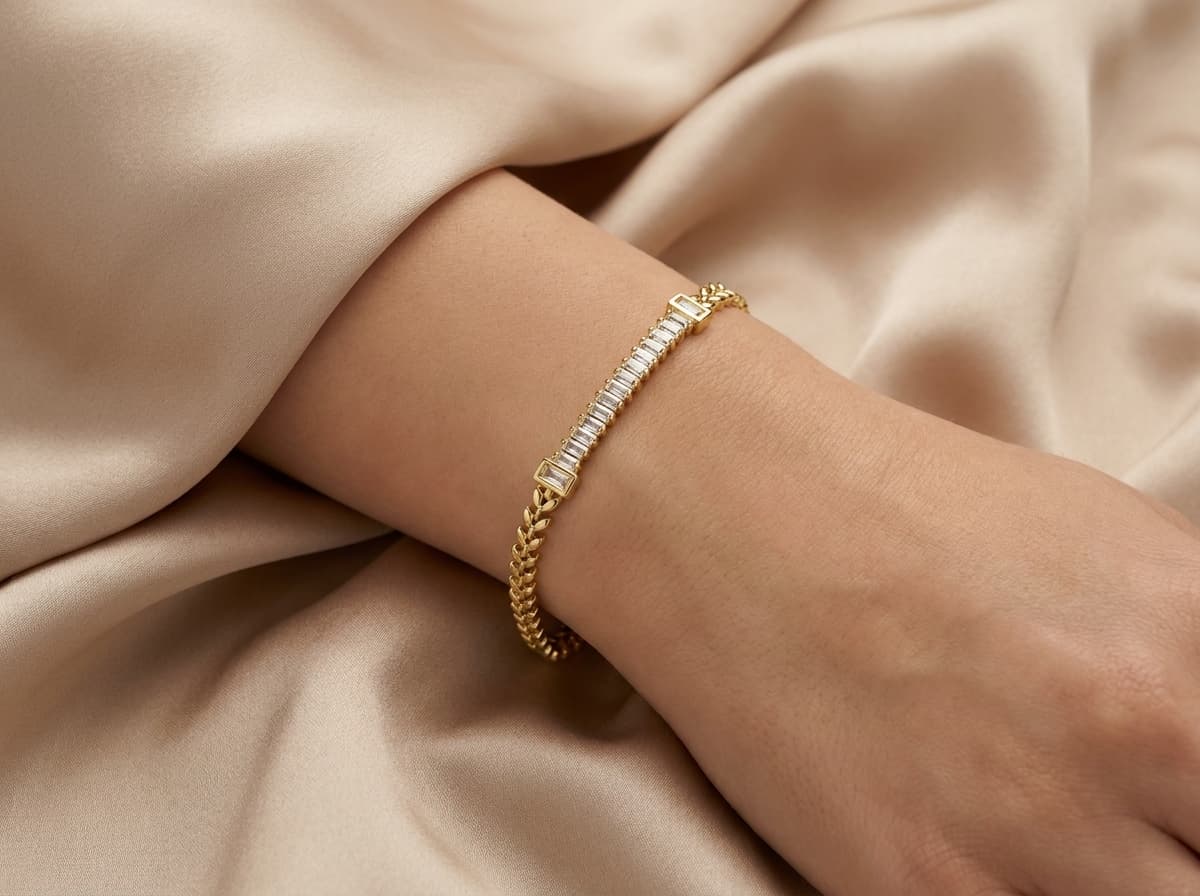 Xuping Laurel Baguette / Sıralı Dikey Baget Taşlı Başak Zincir Başarı Bilekliği — 1