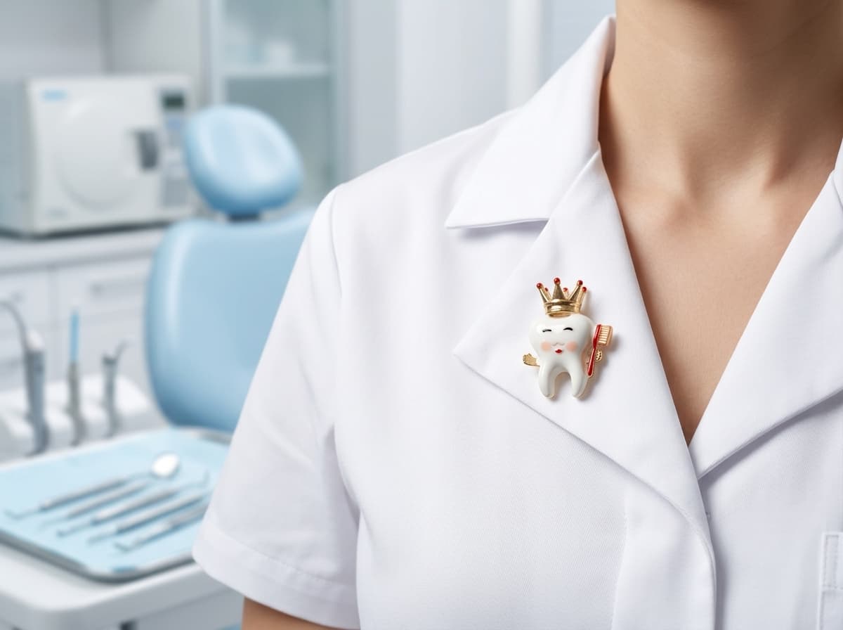 Dental King / Çelik Mineli Taçlı Sevimli Diş Broşu — 1